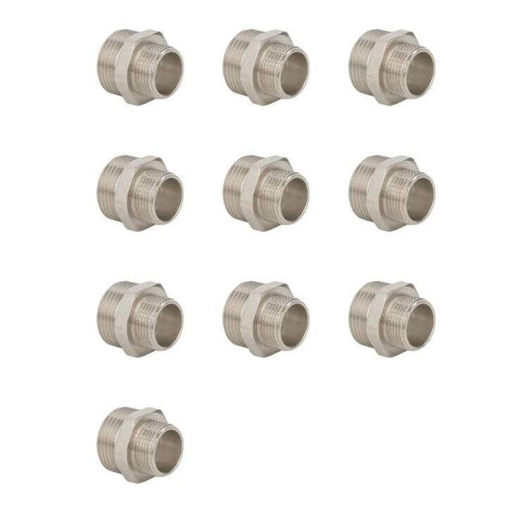 Ниппель переходной НР-НР, никелированный Gappo  G2205.0403 1/2"х3/8" уп. 10 шт.