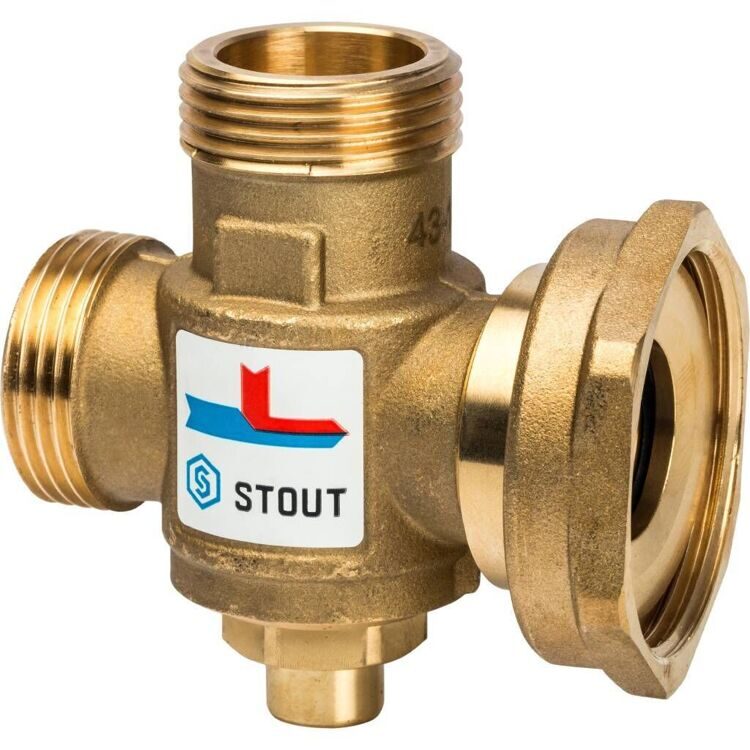 STOUT SVM-0050 Термостатический смесительный клапан  G 1 М-G 1 1/2F-G 1 M   60°С