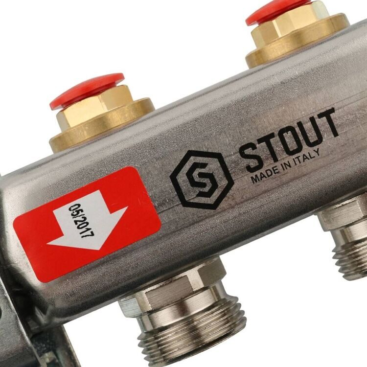 Коллектор из нержавеющей стали STOUT без расходомеров 2 вых. SMS 0922 000002
