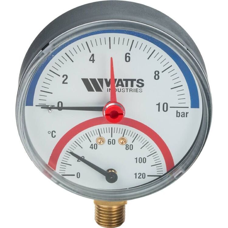 Термоманометр радиальный WATTS 80 мм 1/2 давление 10 бар
